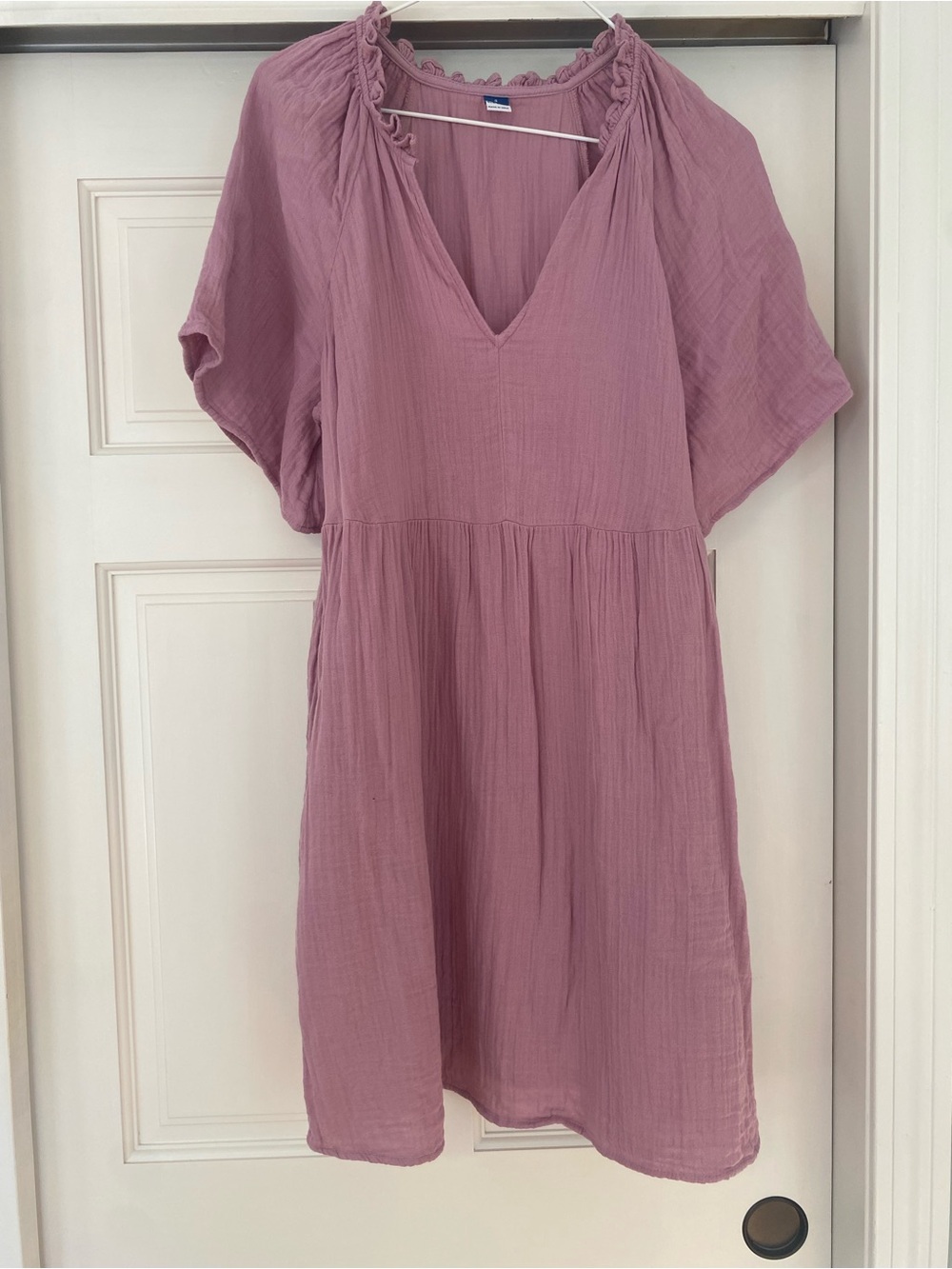 Old Navy Mauve V-Neck Smocked Mini Dress